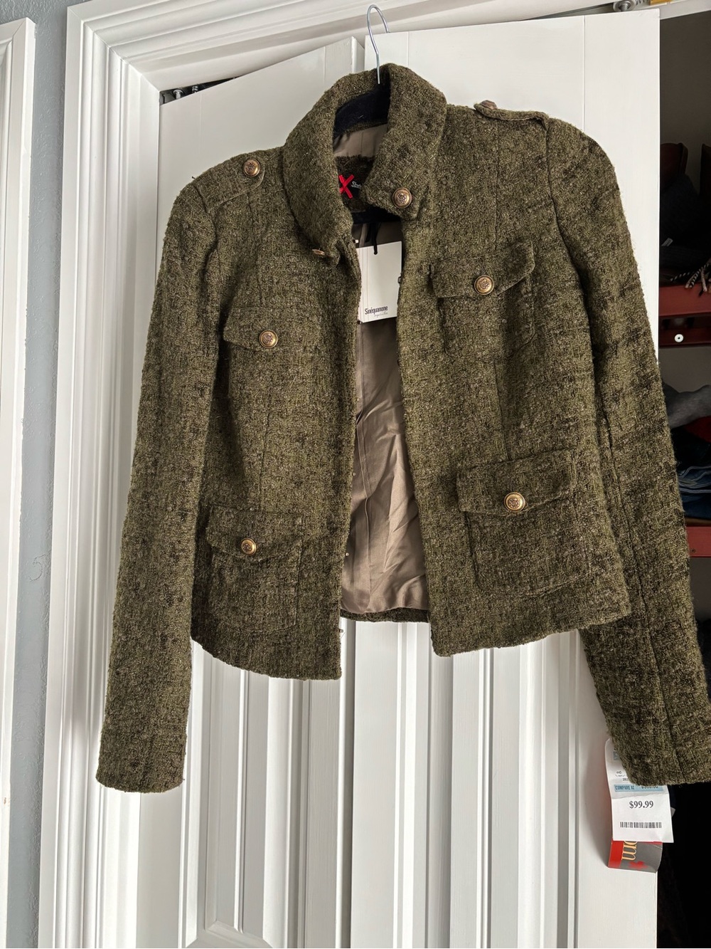 Sinequanone French Wool Blend Military Pocket Jacket - Olive Green